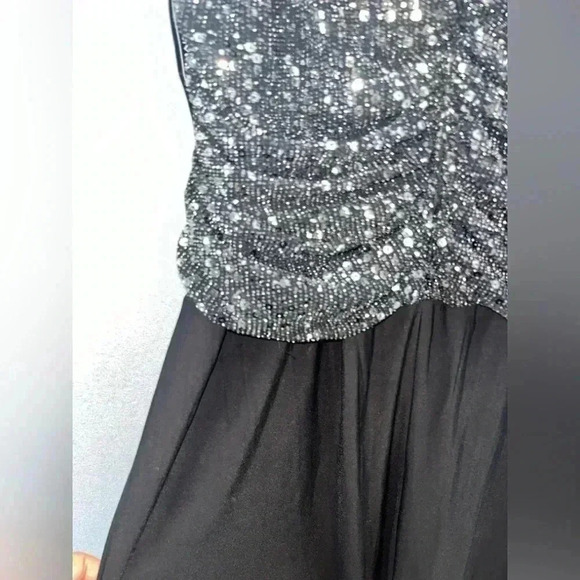 R&M Richards 1Pc Cold Shoulder Ruched Bodice sequined Jumpsuit occasion outfit - Picture 8 of 10